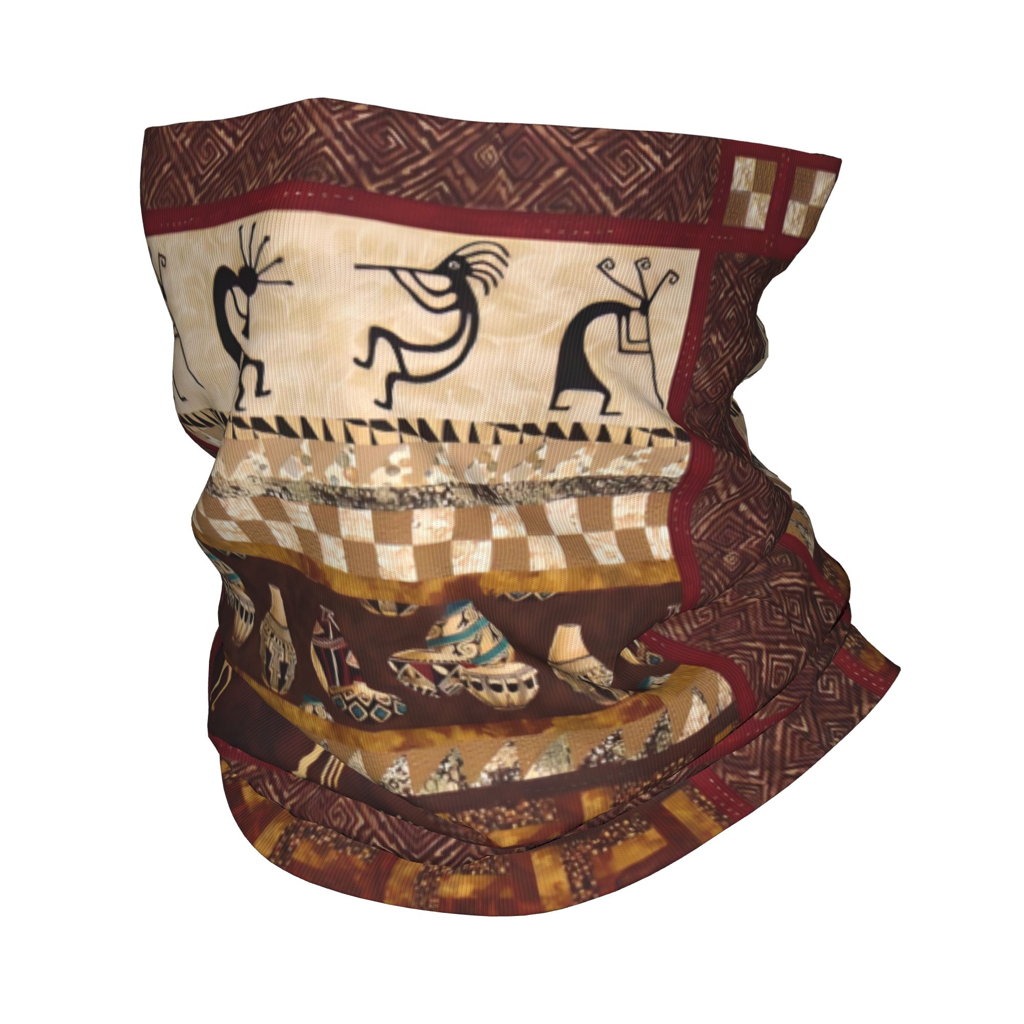 Ethnic Fashion Design - Opaska zimowa Kokopelli, ocieplacz na szyję,